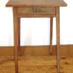 One Drawer Stand
New England, Circa 1790

This one drawer pine stand in its original paint has a square overhanging top on double tapering splayed legs. 
Found in Boothbay Maine
18" W x 18"D x 29 1/2" H