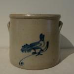 2 gallon crock, Poughkeepsie, N.Y., with cobalt bird decoration 