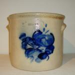 2 gallon crock, Whites, Utica, N.Y.,  with deep cobalt floral decoration