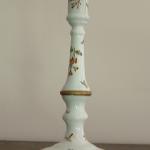 Diminutive Batersea Candlestick has pink, yellow, and blue flowers on a white ground - Height 6"