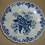 This beautiful Worcester  bowl has scalloped edges and is decorated in blue and white "Pinecone" pattern. -  Diameter 6 1/4"