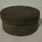 Pantry Box,  19th Century New England pantry box in grey/green paint.  
Diameter 6" - 2 3/4" high